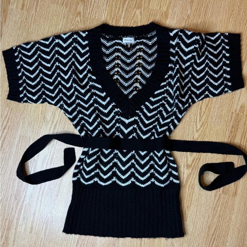 Dynamite Black and White V-Neck Sweater